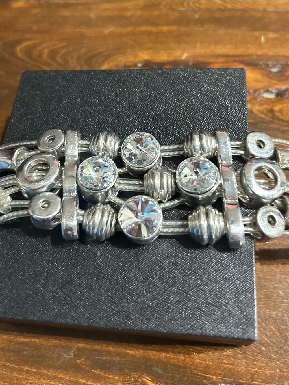 Silver Crystal Multi-Strand Bracelet - Clear Crystal Accent